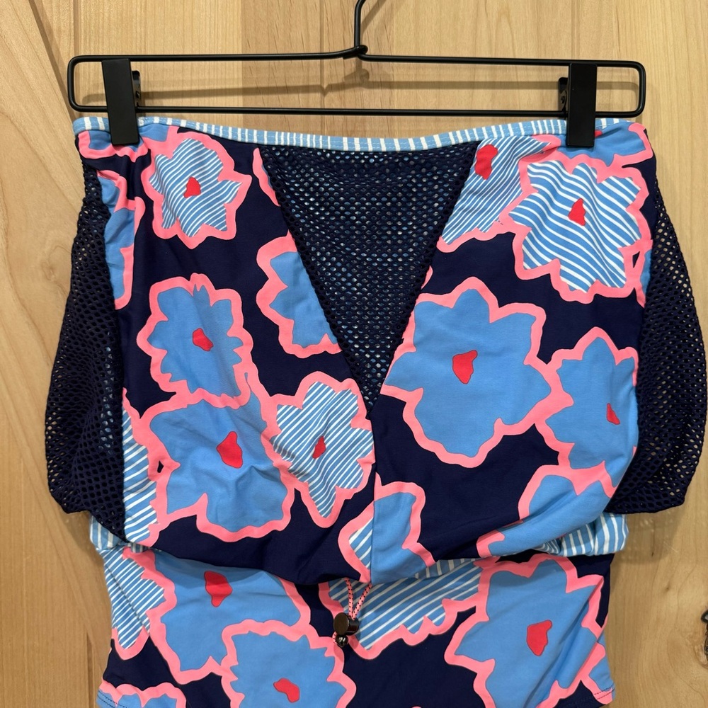Anne Cole Women Floral Mesh Strapless 1 Piece Swimsuit Multi Size 10 - Picture 10 of 16